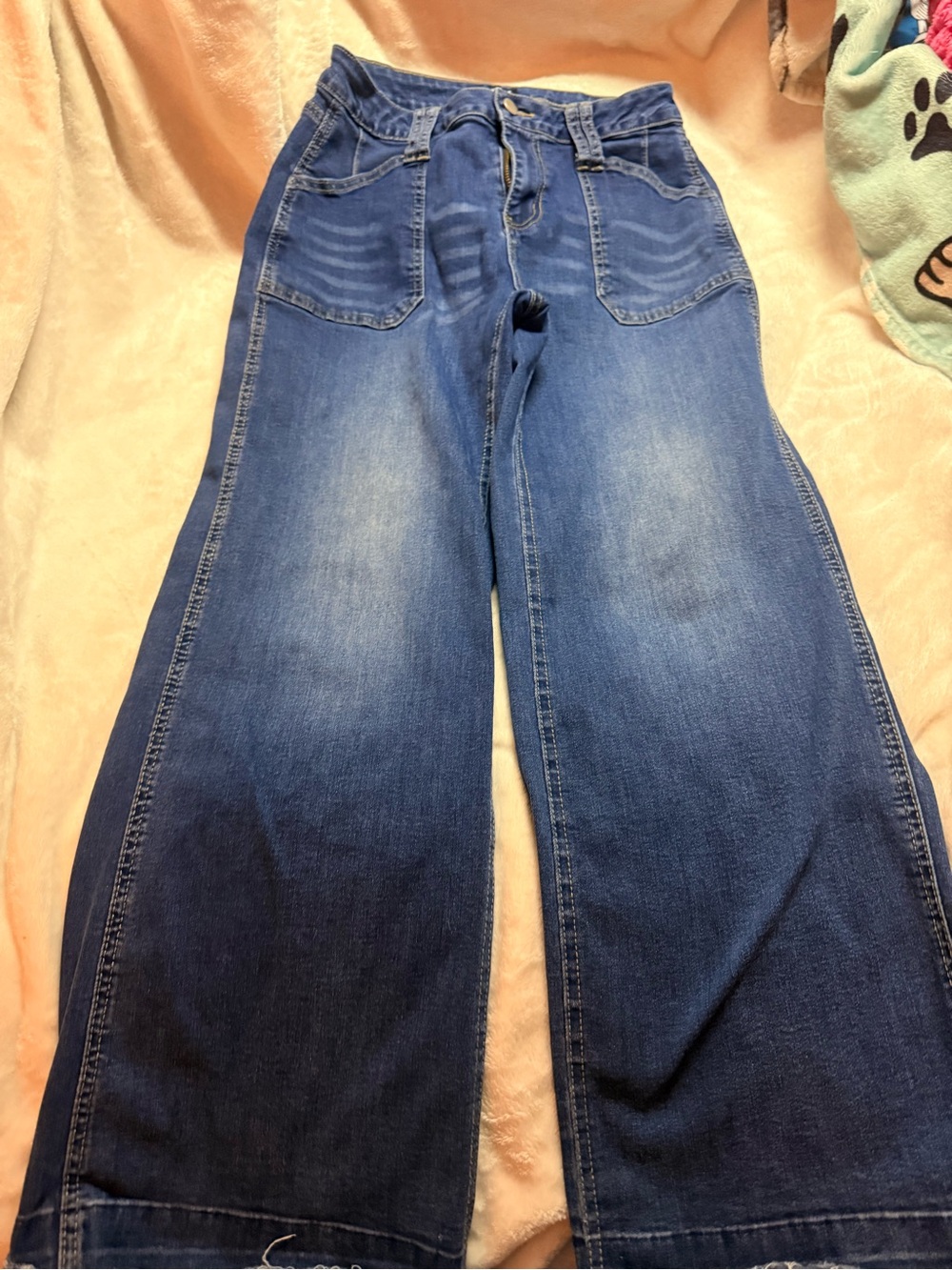Flamingals Classic Wide-Leg women’s Blue Jeans size medium